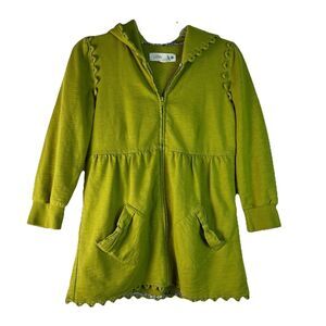 Anthropologie Lilka Green Zip Front Hoodie Loop Detail Size Small